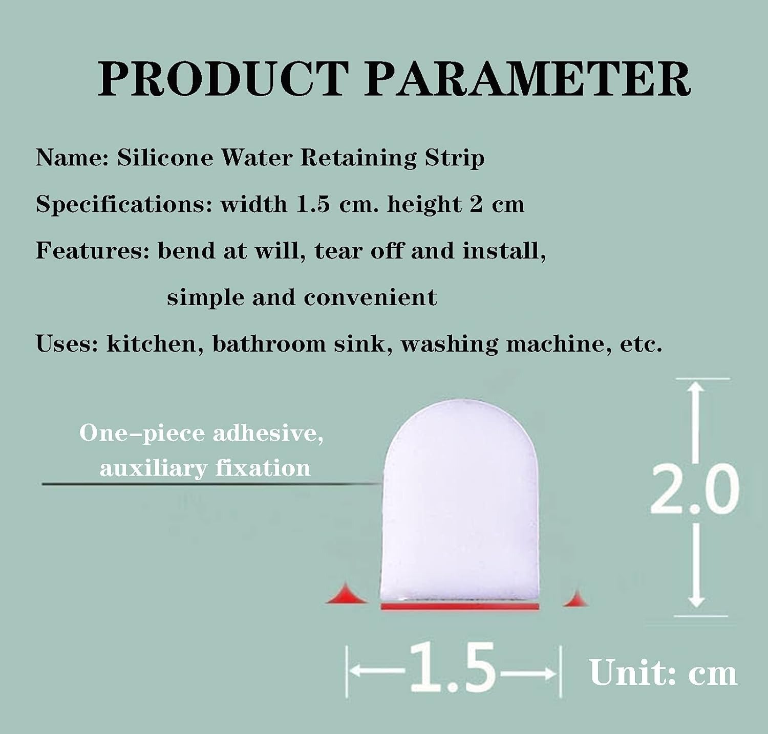 Gambar produk WenGo Penahan Air Kamar Mandi WC Water Stopper Silikon Strip 2M - WG130