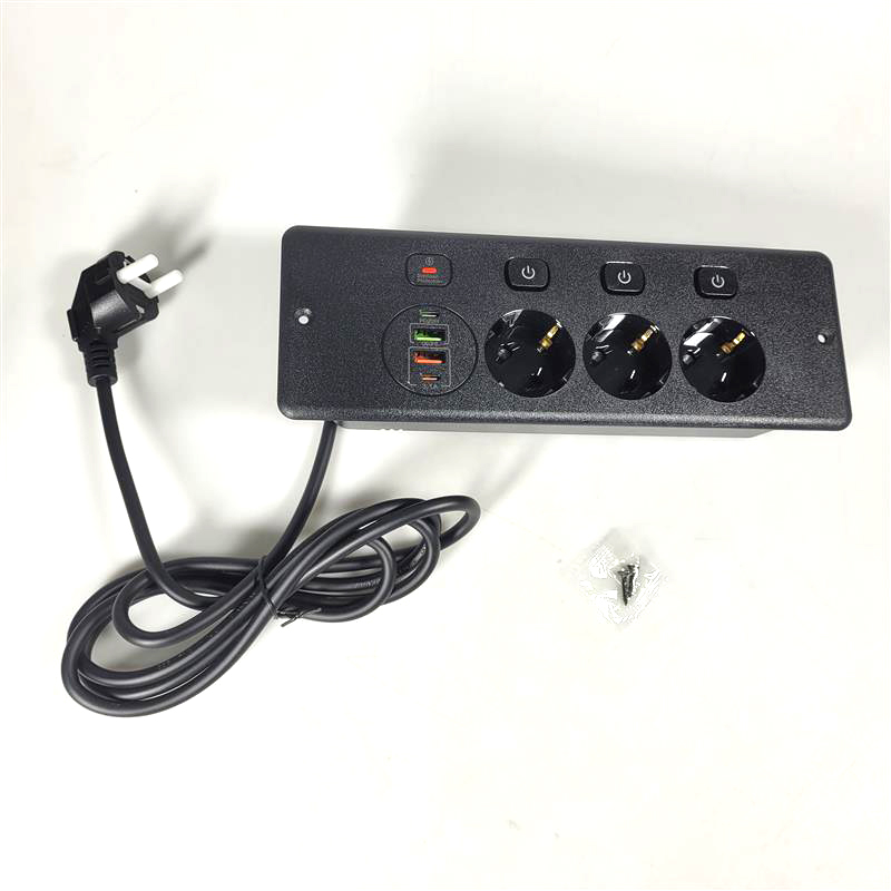 Gambar produk ANW Stop Kontak 3 Lubang Model Tanam USB EU Plug 250V 3250W 1.8M - BKL-E68