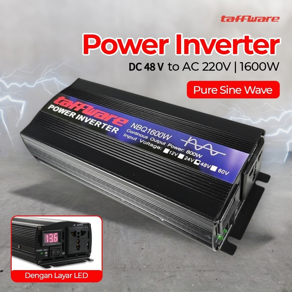 Gambar produk Taffware Power Inverter Mobil Pure Sine Wave AC 220V 1600W DC 48V - NBQ1600W