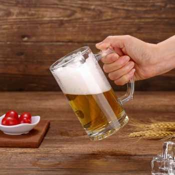 Gambar produk TREDO Gelas Mug Bir Beer Sodium Calcium Glass Drilled Bottom Cup 500ml - T515