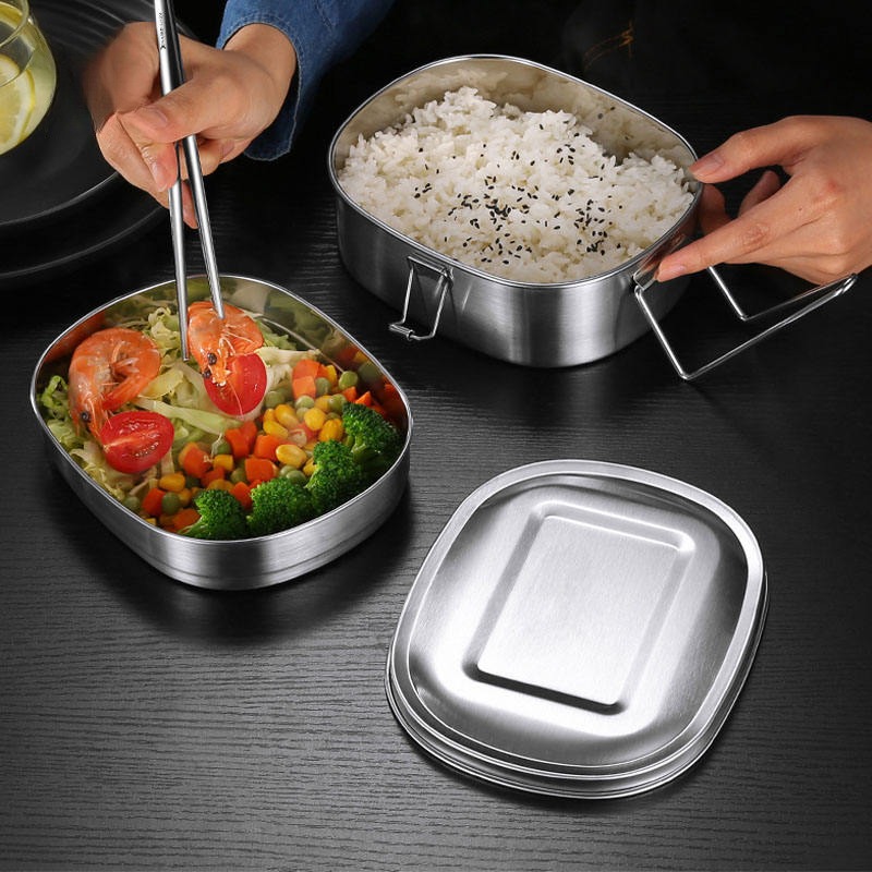 Gambar produk TaffHOME Kotak Makan Lunch Box Double Layer Stainless Steel 410 950ml - TR-95