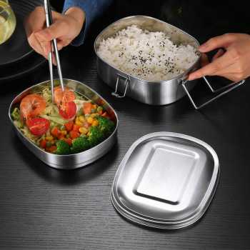 Gambar produk TaffHOME Kotak Makan Lunch Box Double Layer Stainless Steel 410 950ml - TR-95