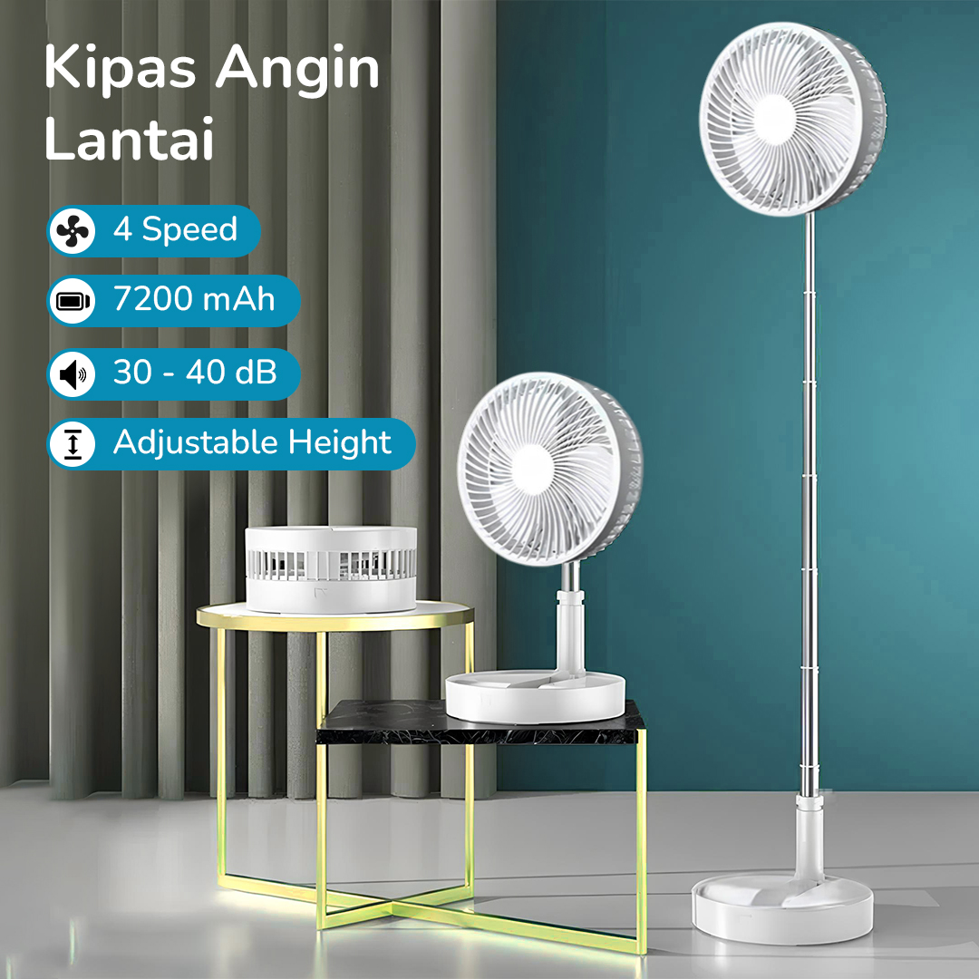 Gambar produk ZK Kipas Angin Standing Portable Retractable Folding Fan 7200mAh - ZK-20321