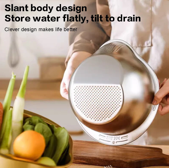Gambar produk WONDER Pencuci Beras Rice Washer Strainer Bowl Stainless Steel - WD2
