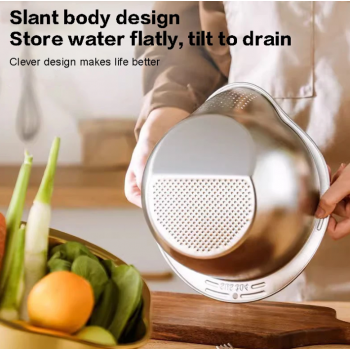 Gambar produk WONDER Pencuci Beras Rice Washer Strainer Bowl Stainless Steel - WD2