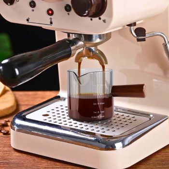 Gambar produk KESOTO Gelas Takar Kopi Espresso Shot Measuring Cup Wooden Glass 120ml - KS21