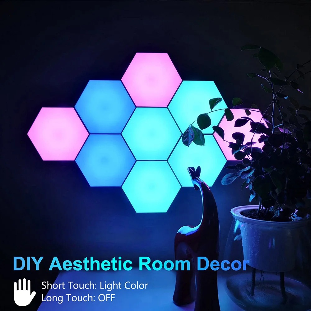 Gambar produk JGT Lampu Hias Hexagonal Dinding LED RGB Touch Control 3 PCS - 80944
