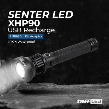 TaffLED Senter LED USB Rechargeable Flashlight Waterproof XHP90 - JHS522X