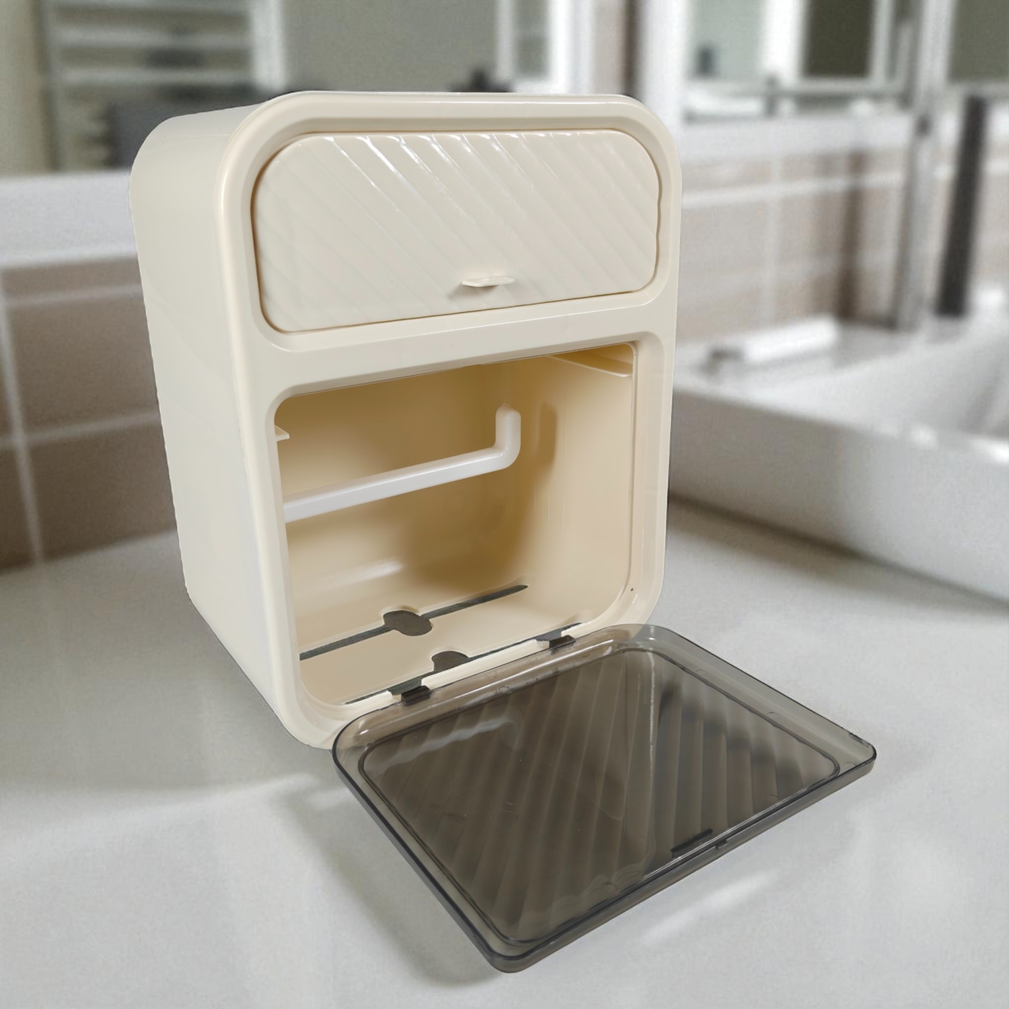 Gambar produk POLUG Kotak Tisu Kamar Mandi Wall Mounted Double Layer Tissue Box - SH-001-WE