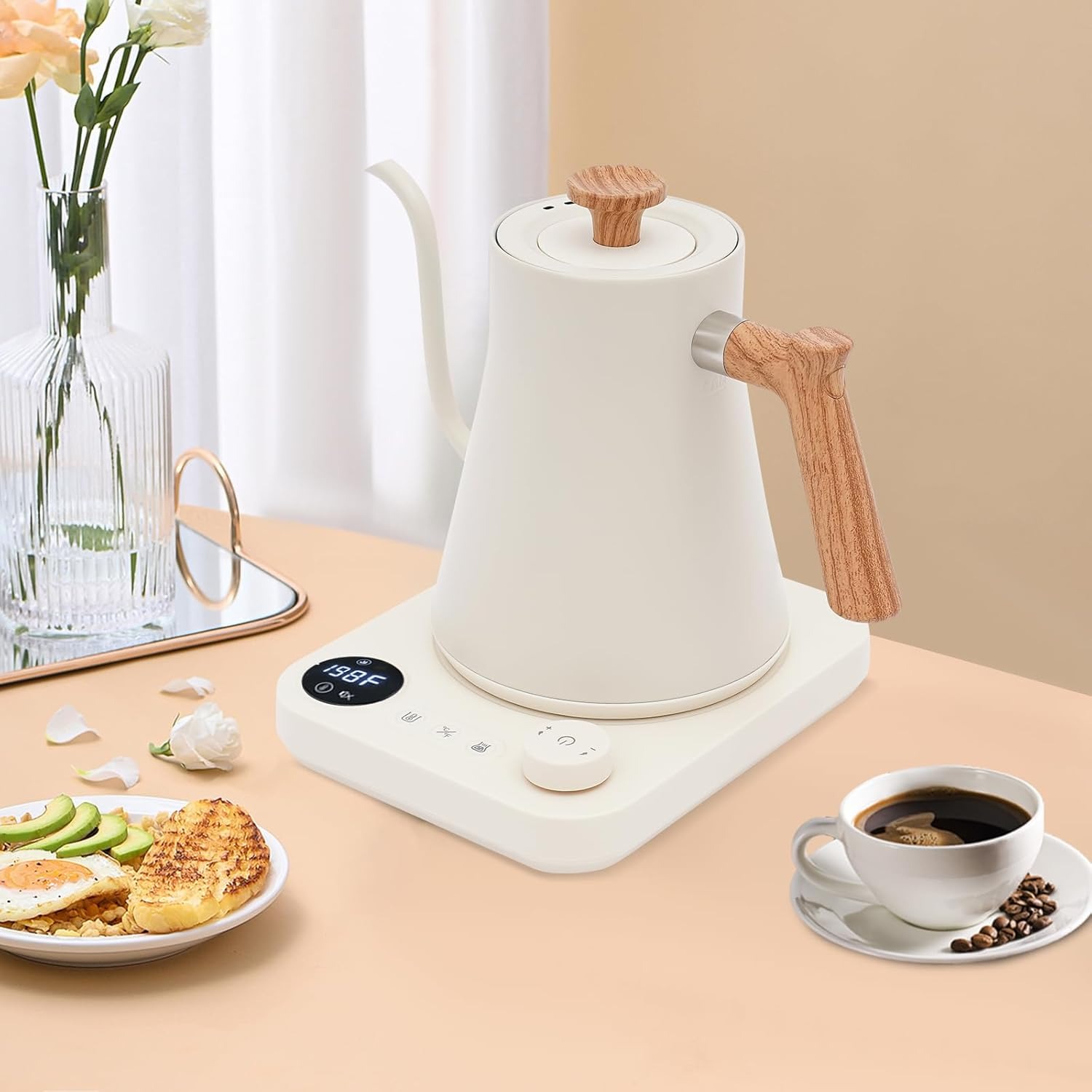 Gambar produk RYZN Teko Listrik Kopi Pemanas Air Leher Angsa Pour Over 1200W 900ml - KT90 Pro