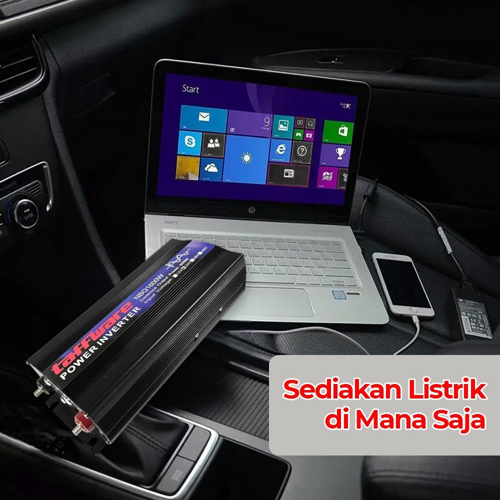 Gambar produk Taffware Power Inverter Mobil Pure Sine Wave AC 220V 1600W DC 24V - NBQ1600W