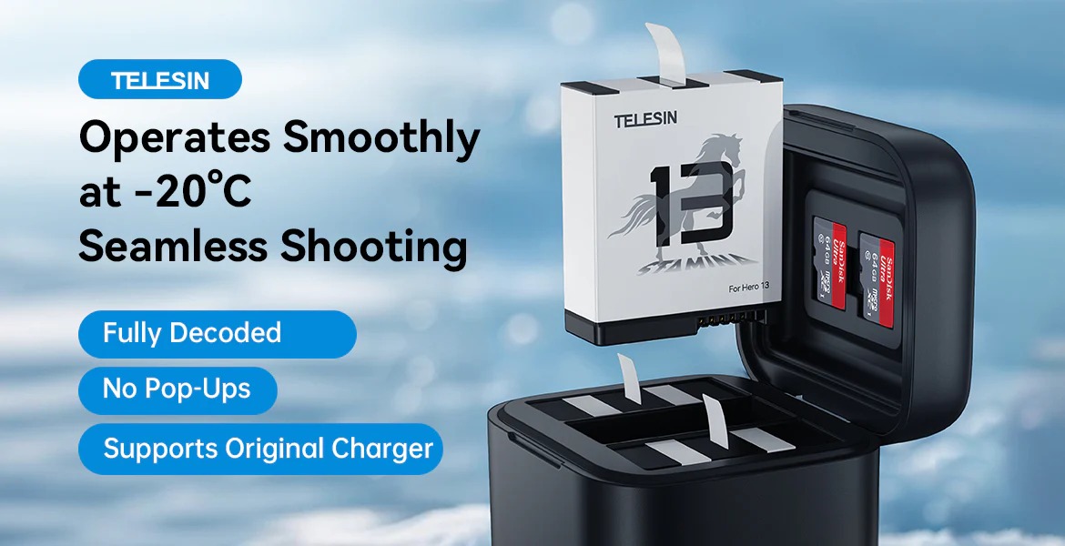 Gambar produk TELESIN Baterai Kamera Aksi Stamina Battery 2.0 for GoPro Hero 13 - S0-BTR-09-TGP