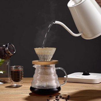 Gambar produk FMA Filter Penyaring Kopi V60 Coffee Filter Walnut Wood Bracket Diagonal - FM-VWN