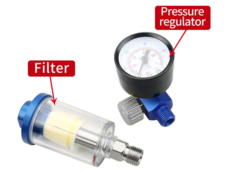 Gambar produk WENXING Spray Gun Air Regulator Gauge In-line Water Filter Adapter - W101