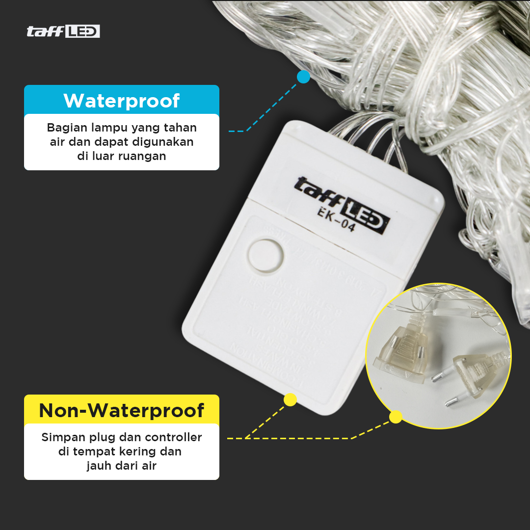 Gambar produk TaffLED Lampu Hias Jaring String Lights Decoration EU Plug 1.5x1.5M - EK-04