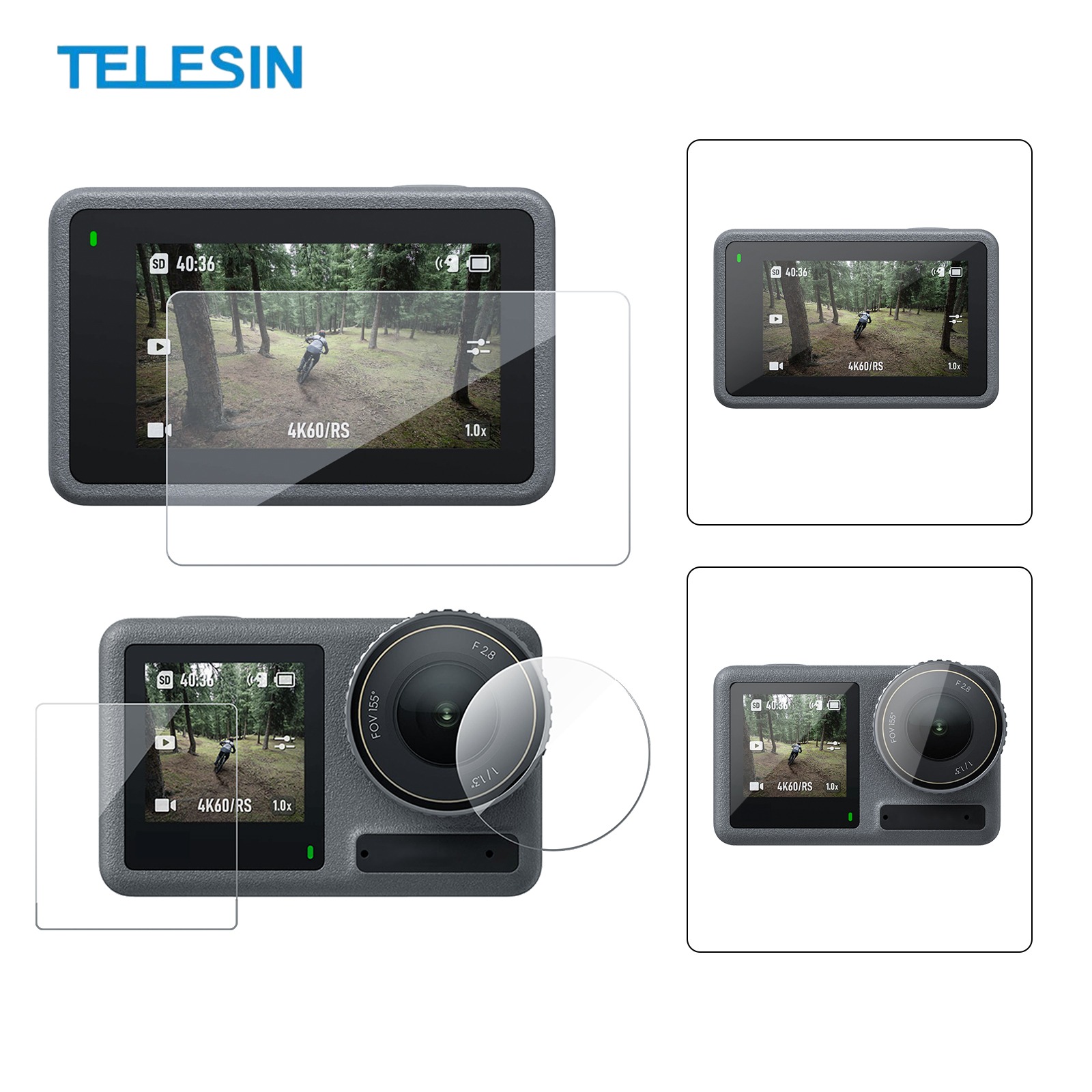 Gambar produk TELESIN Tempered Glass Protective Film 2.5D for DJI Osmo Action 5 Pro - S6-FLM-13-TDJ