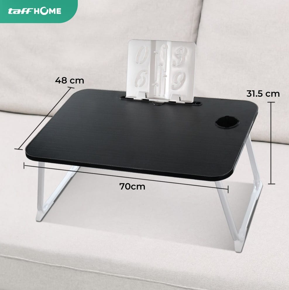 Gambar produk TaffHOME Meja Lipat Laptop Foldable Bed Table with Drawer Cup Holder 70x48cm - BO-67