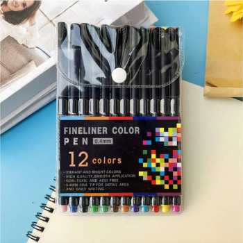 Gambar produk Tlevino Pena Warna Drawing Pen Fine Point Art Watercolor 0.4mm 12 Color - TV4