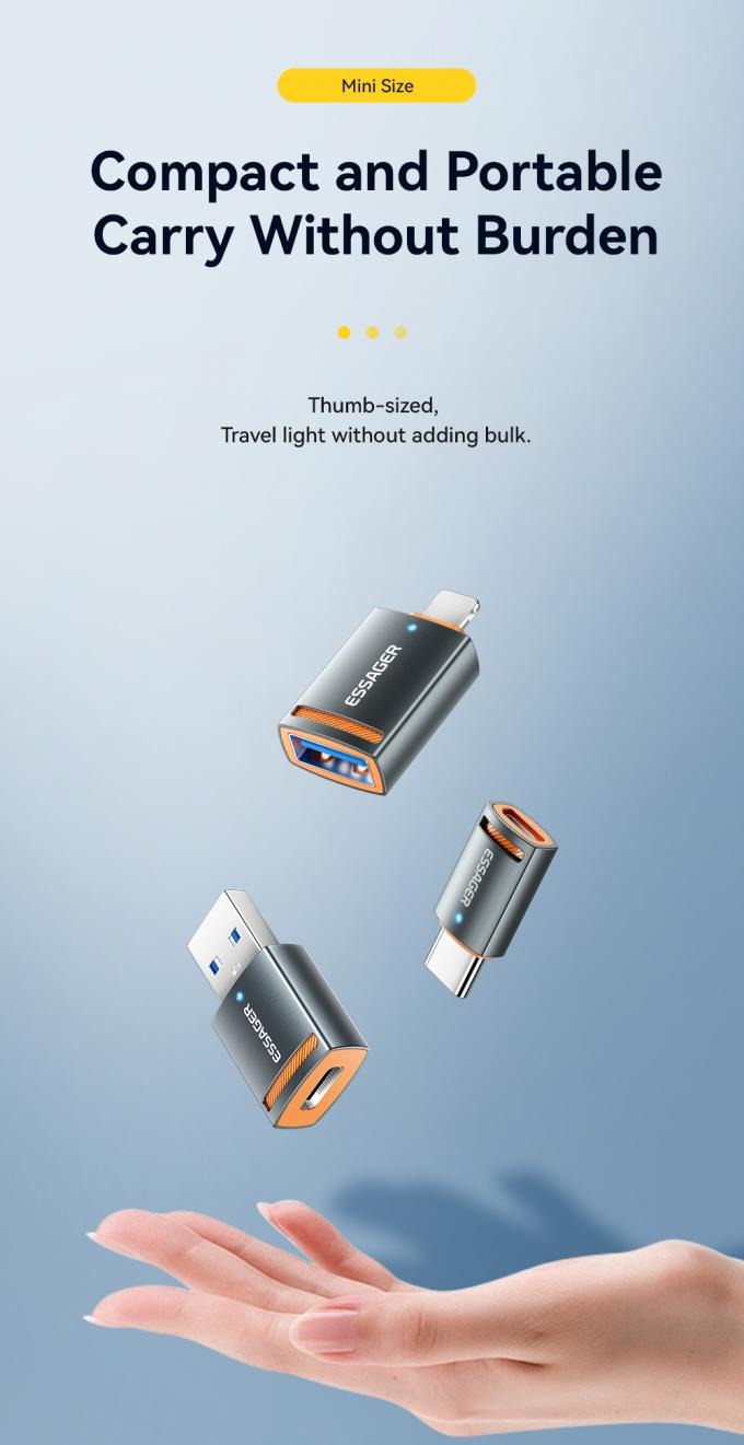 Gambar produk ESSAGER OTG Type C to USB A 3.0 Adapter Converter Fast Charging 5A - ES-OTG17