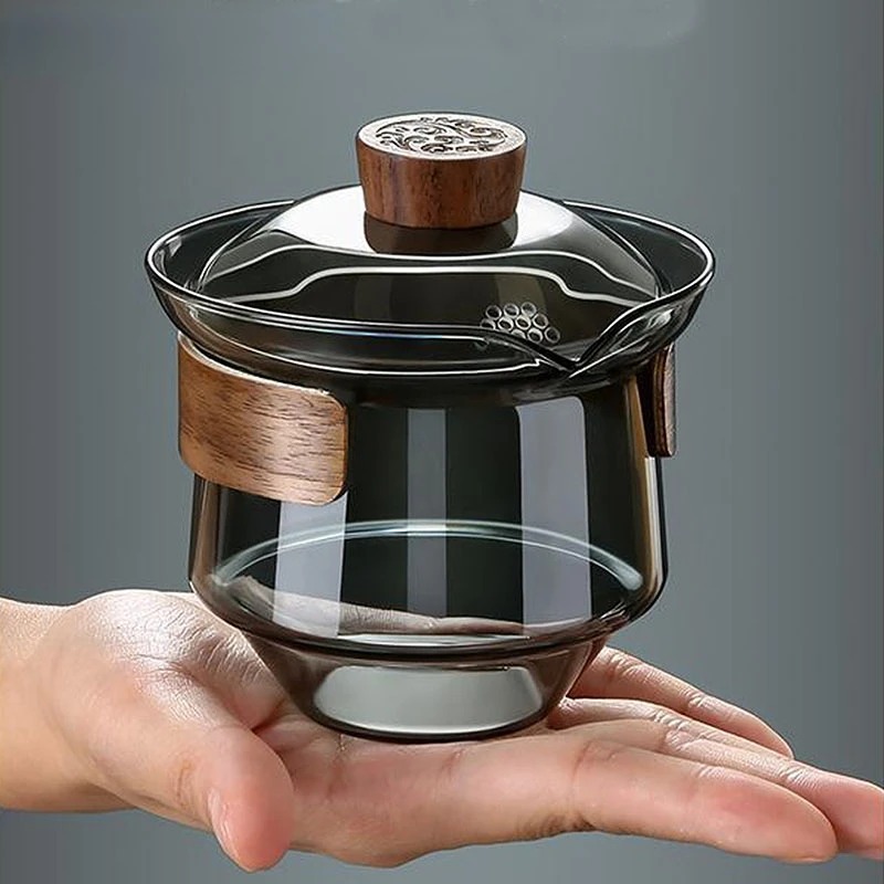 Gambar produk TCFOS Mangkok Gaiwan Chinese Tea Bowl Infuser Kaca Borosilikat 230ml - TF180