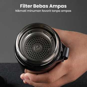 Gambar produk MACIN Botol Minum Termos Penyaring Teh Termometer Suhu Air 500ml - MA92