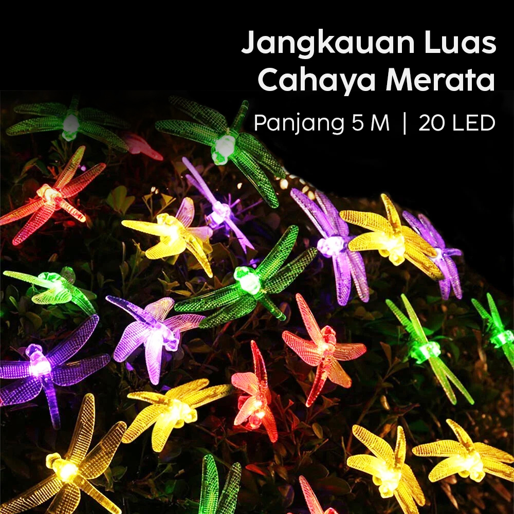 Gambar produk YUSHILED Lampu Hias String Lights Dragonfly Solar Panel IP65 8 Modes 20 LED - M088