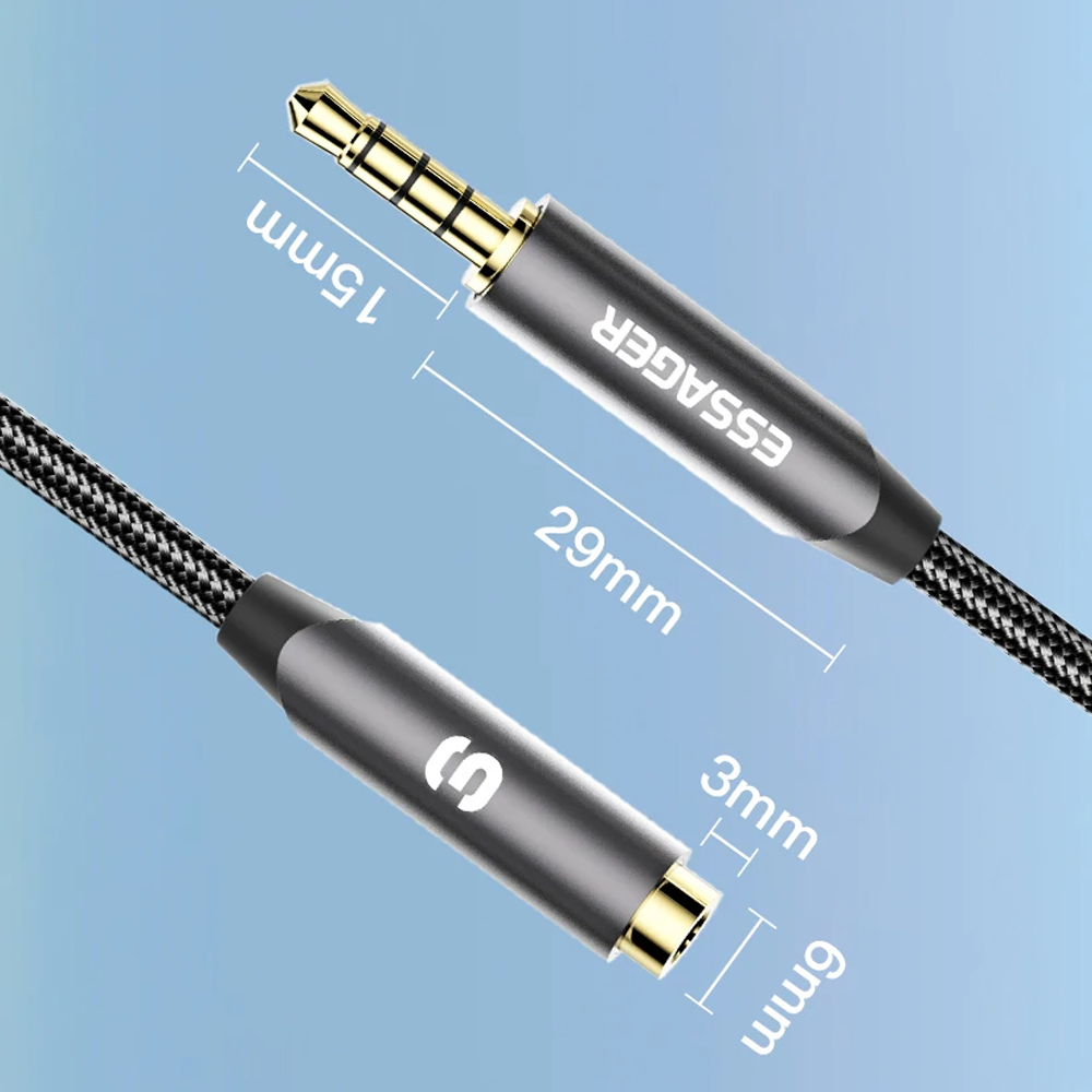 Gambar produk ESSAGER Kabel Audio Jack 3.5mm Male to Female HiFi 3 Sections 1M - EYPY335-YYA0G