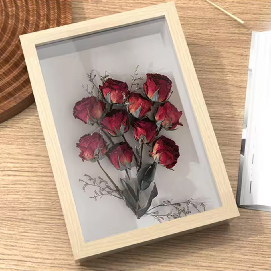Gambar produk YIXUE Bingkai Foto Ornamen Minimalist Wooden Shadow Box Stand 3D A4 - YE5