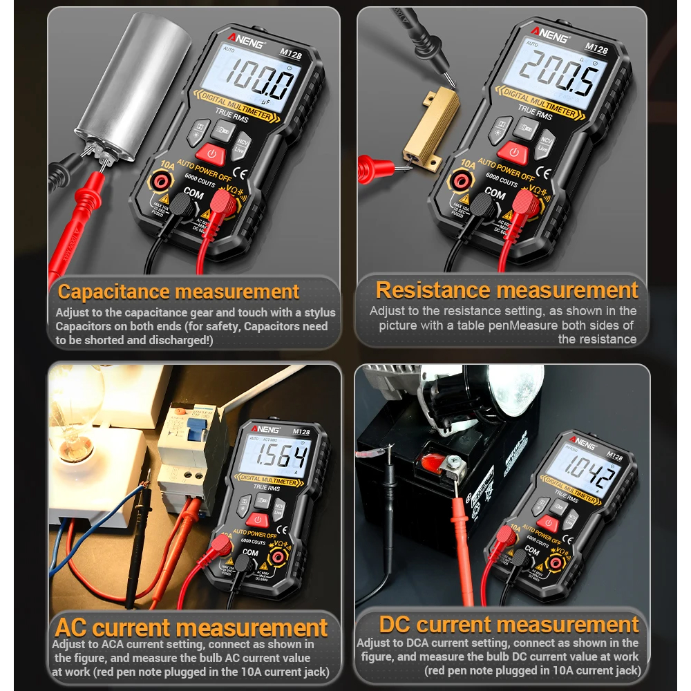 Gambar produk ANENG Digital Multimeter Voltage Tester AC/DC NCV Flash 6000 Counts - M128