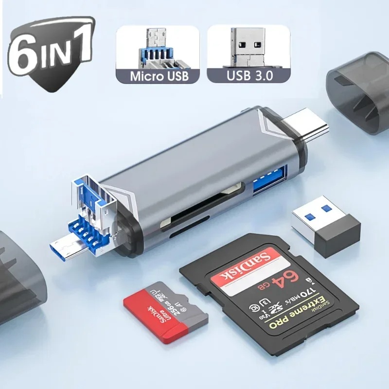 Gambar produk ZXX Card Reader 6in1 Type C USB 3.0 OTG MicroSD - Z61
