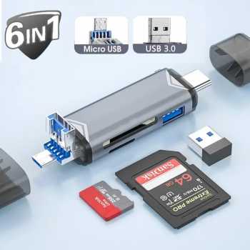 Gambar produk ZXX Card Reader 6in1 Type C USB 3.0 OTG MicroSD - Z61
