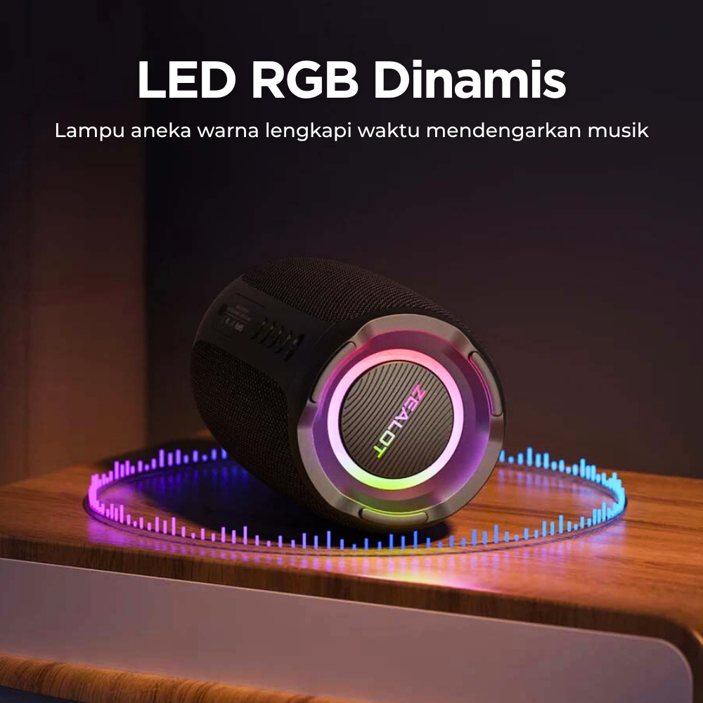 Gambar produk ZEALOT Speaker Bluetooth Portable Double Bass 360 RGB 10W - S61