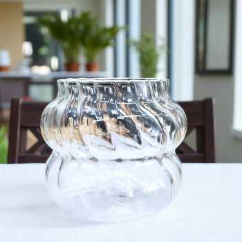 Gambar produk One Two Cups Gelas Kaca Aesthetic Kopi Teh Wave Stripe Shape 410ml - GK24