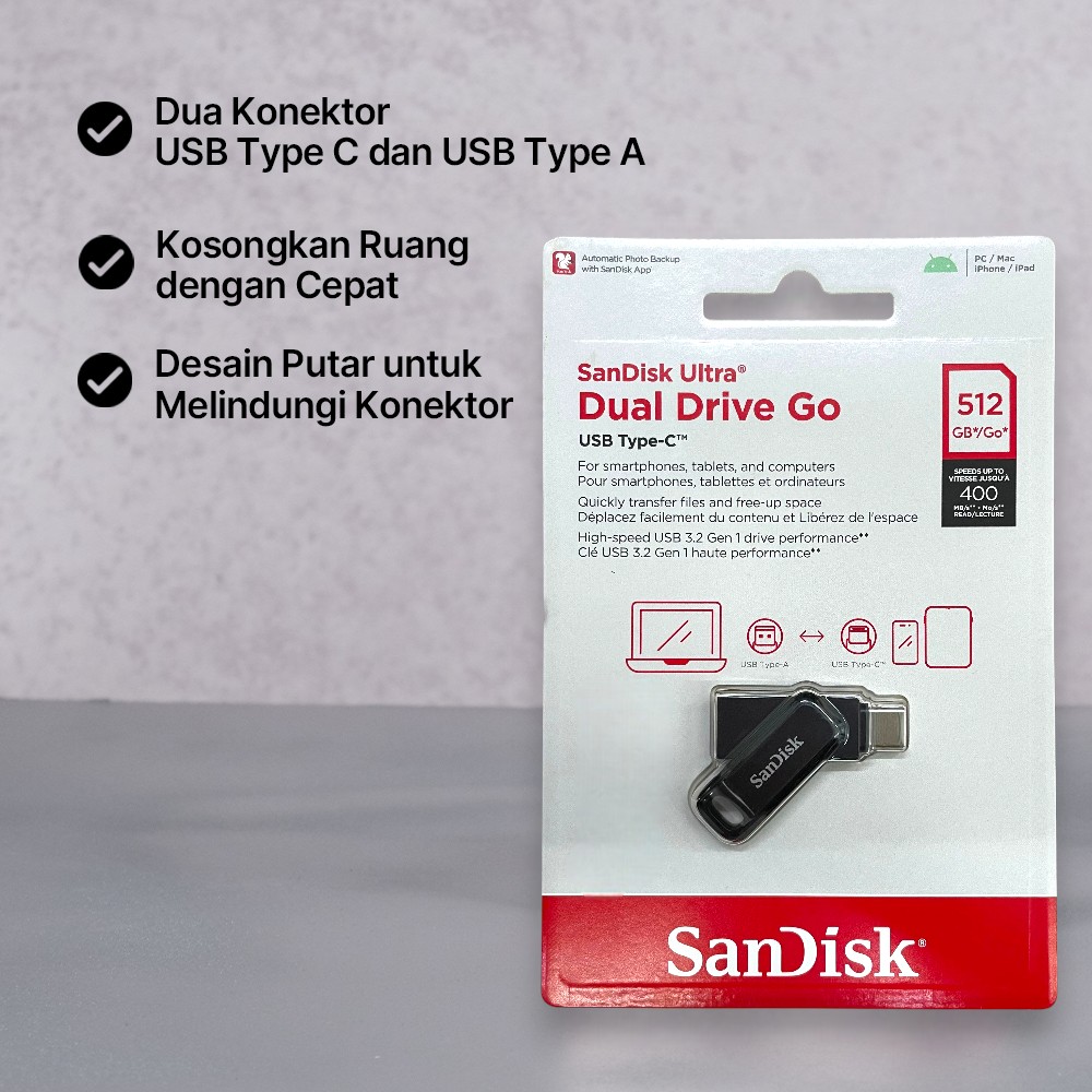 Gambar produk SanDisk Ultra Dual Drive Go USB Type C 512GB - SDDDC3