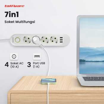 Gambar produk Taffware Stop Kontak USB Port EU Plug 10A 110-250V 2500W 4 Lubang - QL-1071U / QL-1072U
