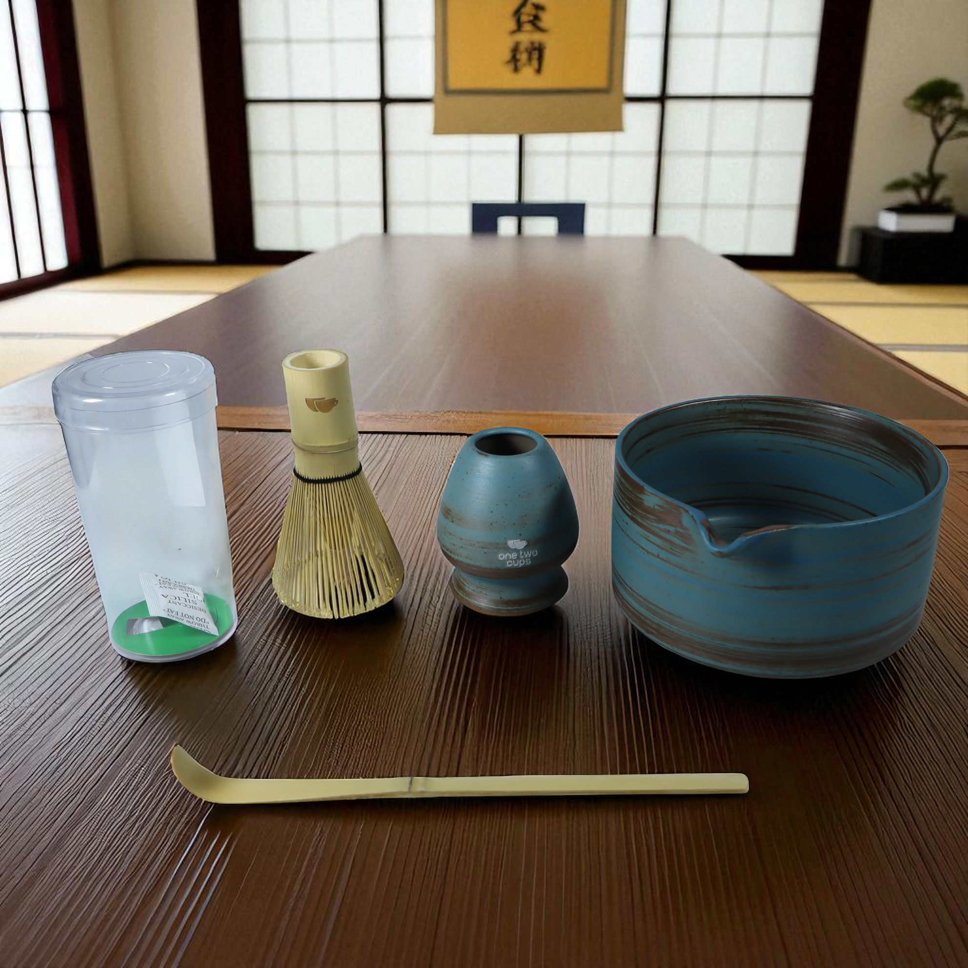 Gambar produk One Two Cups Matcha Set Kit Set Chawan Chasen Stand Chashaku 4 PCS - MYV16D
