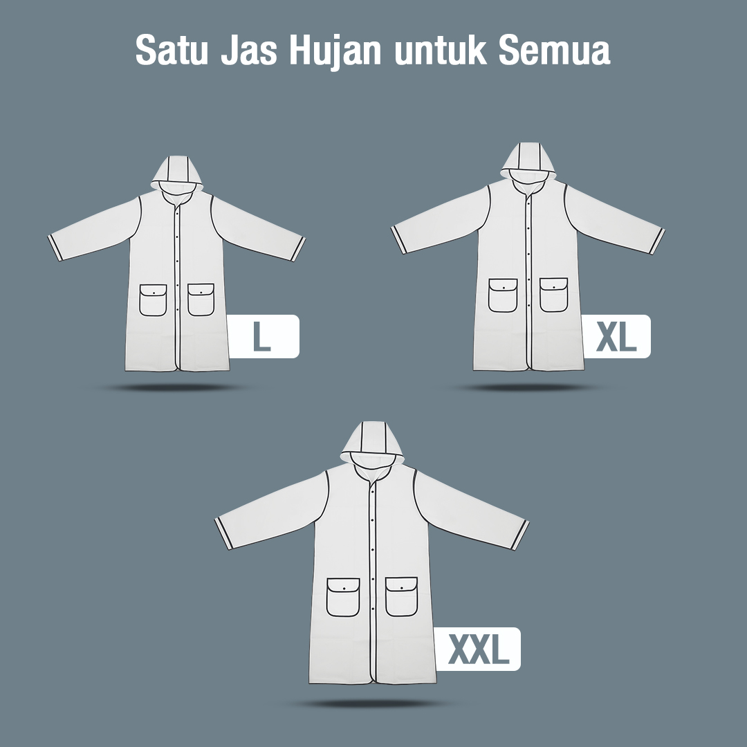 Gambar produk FJUN Jas Hujan Portable Raincoat Transparent Poncho with Hood L - FJ300