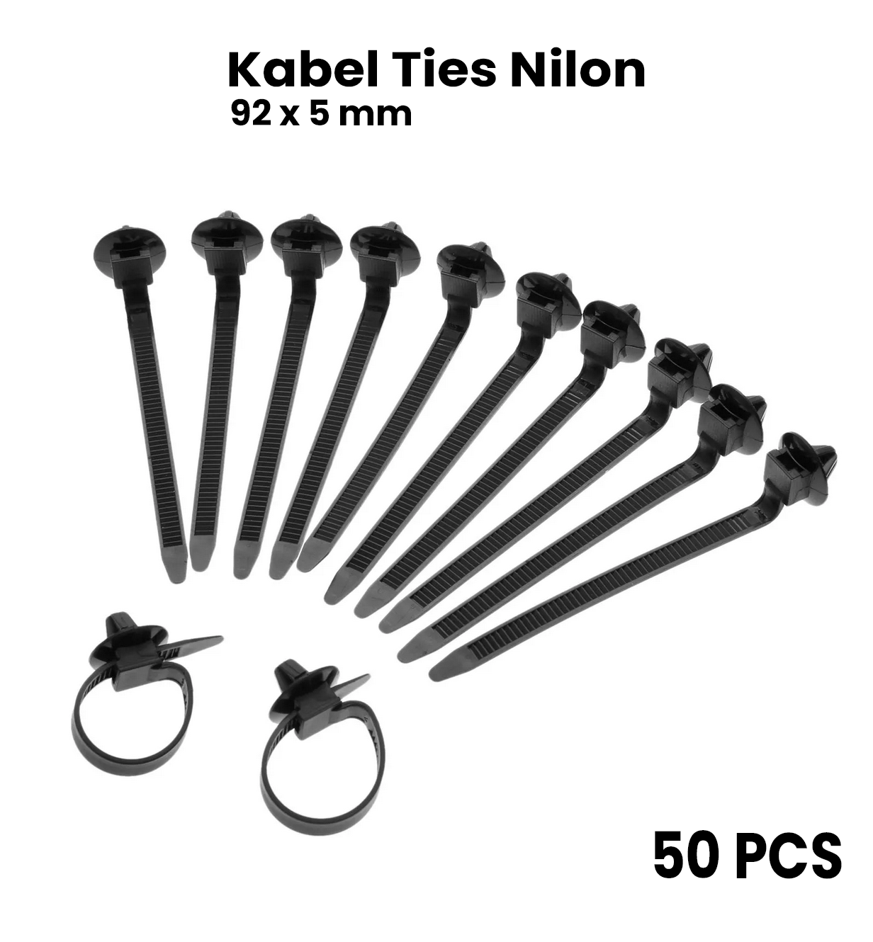 Gambar produk MXN Cable Ties Mobil Car Fixed Fasteners Clip Zip Strap Nylon 50 PCS 92x5mm - Q26