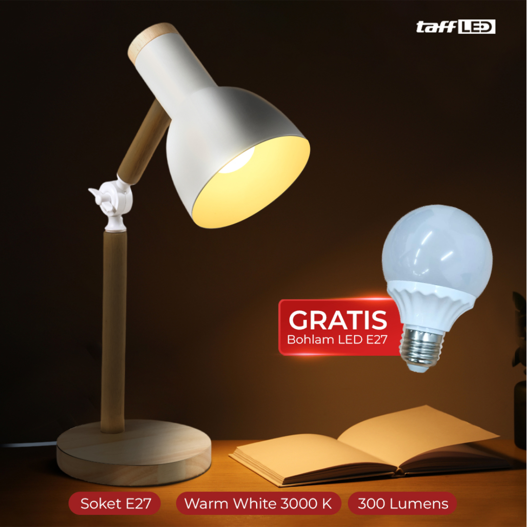 Gambar produk TaffLED Lampu Meja Belajar LED Model Nordic Wooden Art 5W Warm White - PK407