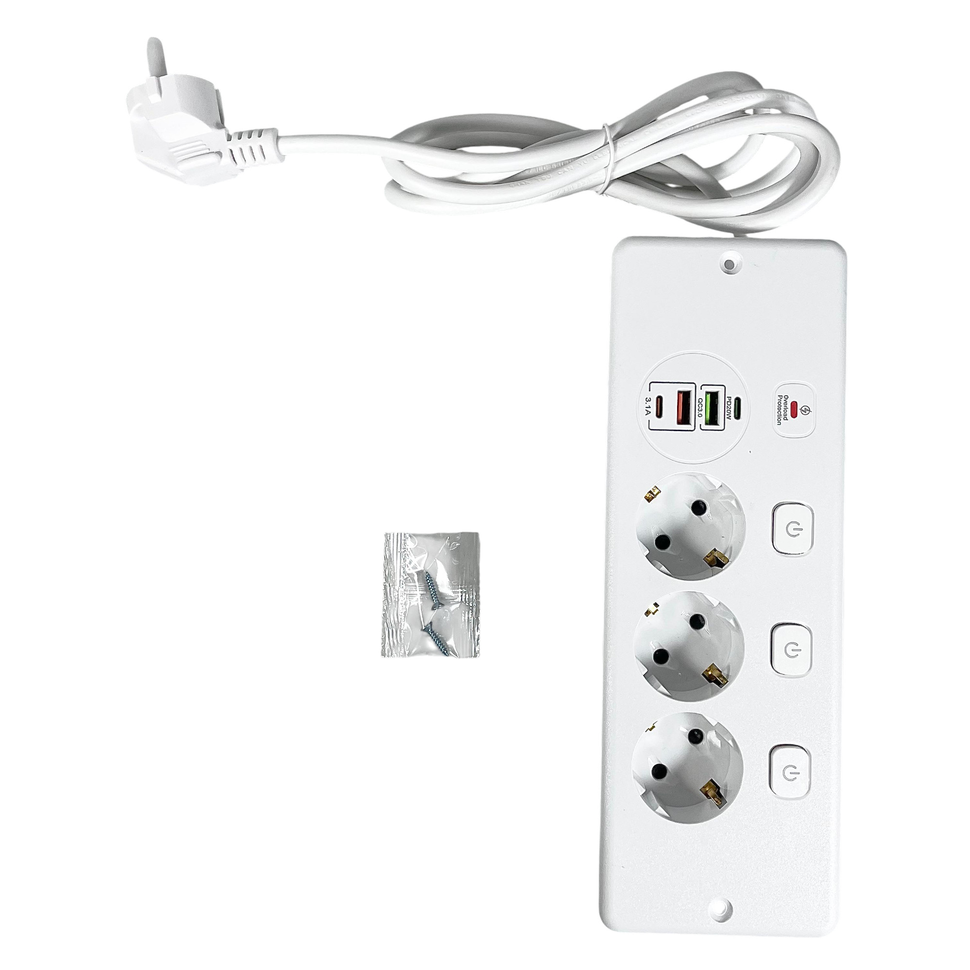 Gambar produk ANW Stop Kontak 3 Lubang Model Tanam USB EU Plug 250V 3250W 1.8M - BKL-E68