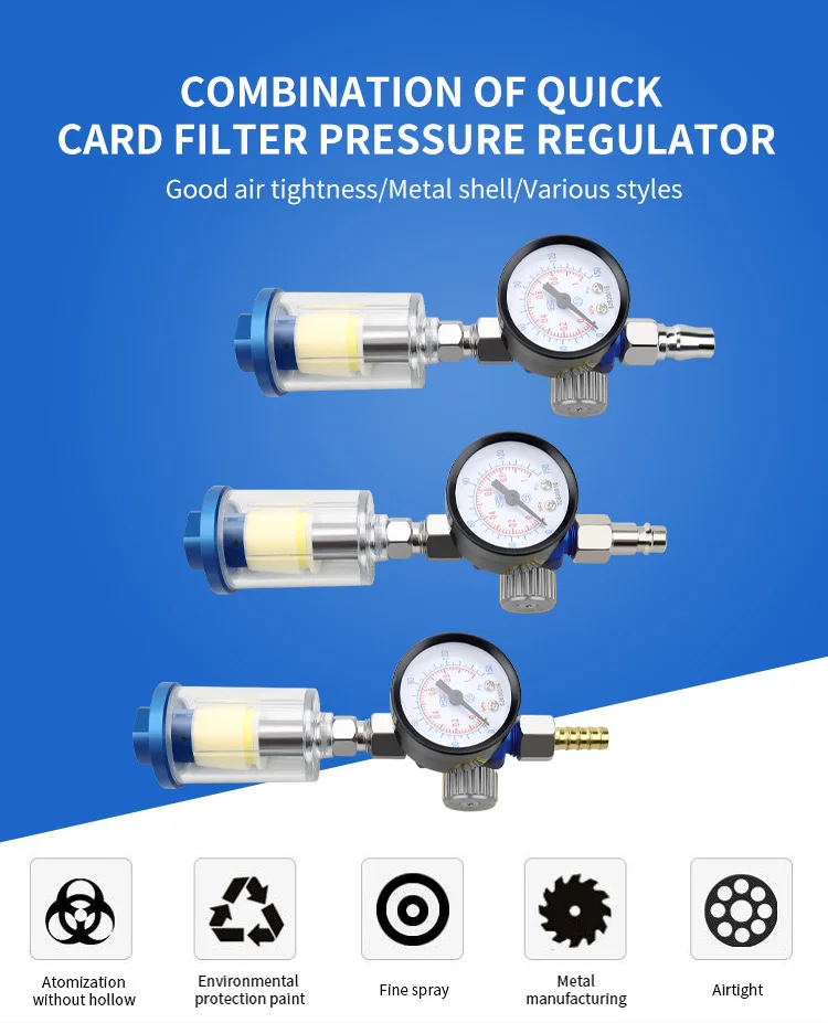 Gambar produk WENXING Spray Gun Air Regulator Gauge In-line Water Filter Adapter - W101