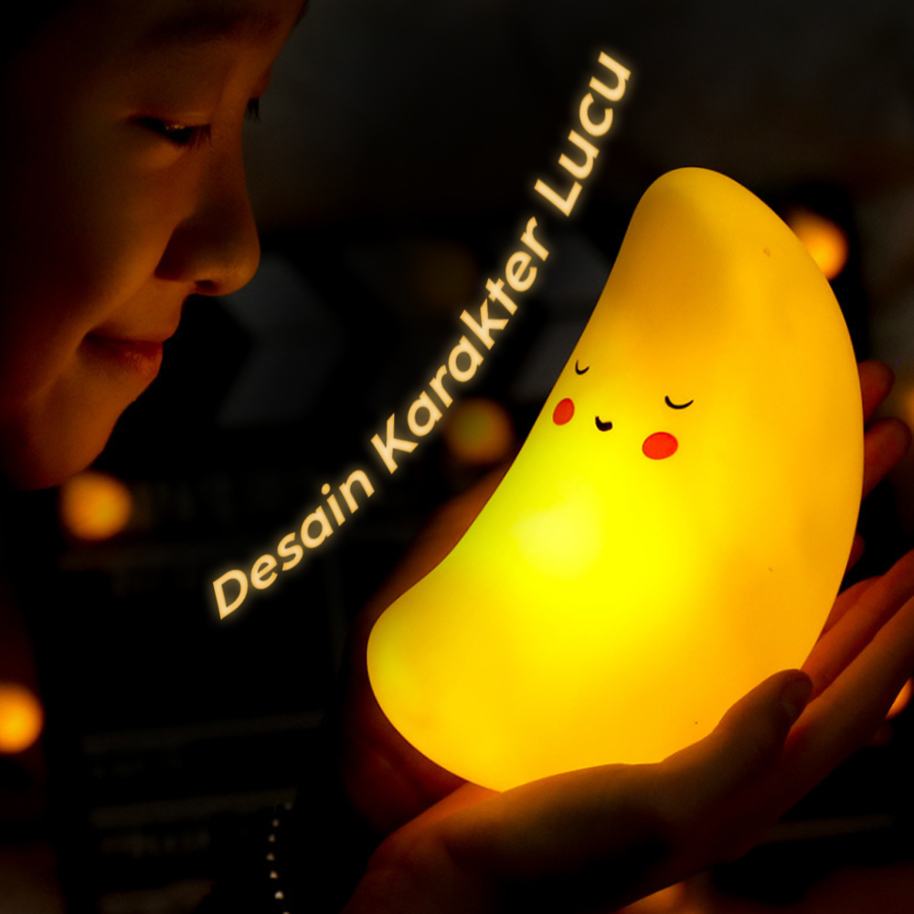 Gambar produk FGHGF Lampu Tidur LED Anak Karakter Lucu 1W Bulan - FGH01