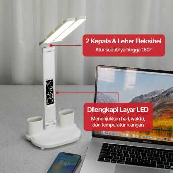 Gambar produk TaffLED Lampu Meja Baca LED Display Double Head USB Power 3in1 7W - BST-7019