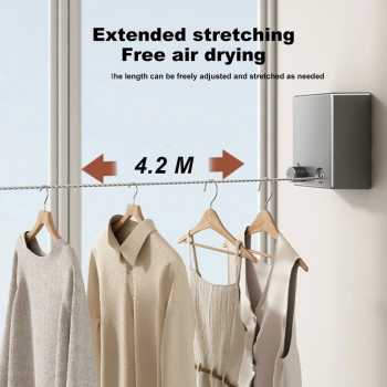 Gambar produk Shunmaii Tali Jemuran Baju Portable Indoor Outdoor Retractable 4.2M - SH-42