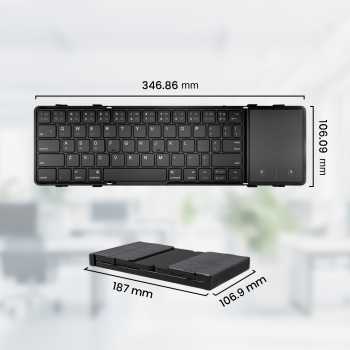 Gambar produk AVATTO Keyboard Wireless Foldable Bluetooth Multi Device with Touchpad - B1053
