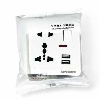 Gambar produk Taffware Stop Kontak Universal UK EU US 2 Port USB On Off Switch - LC-20
