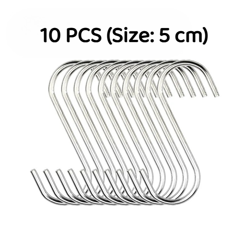 Gambar produk Hanger Gantungan S Serbaguna Stainless Steel Hook 10 PCS 5cm - M127