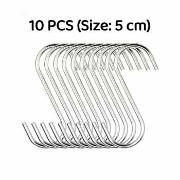 Gambar produk Hanger Gantungan S Serbaguna Stainless Steel Hook 10 PCS 5cm - M127