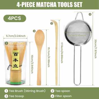 Gambar produk Baiben Li Chasen Bamboo Whisk Matcha 78 Thread Pengaduk Teh 4in1 - B41