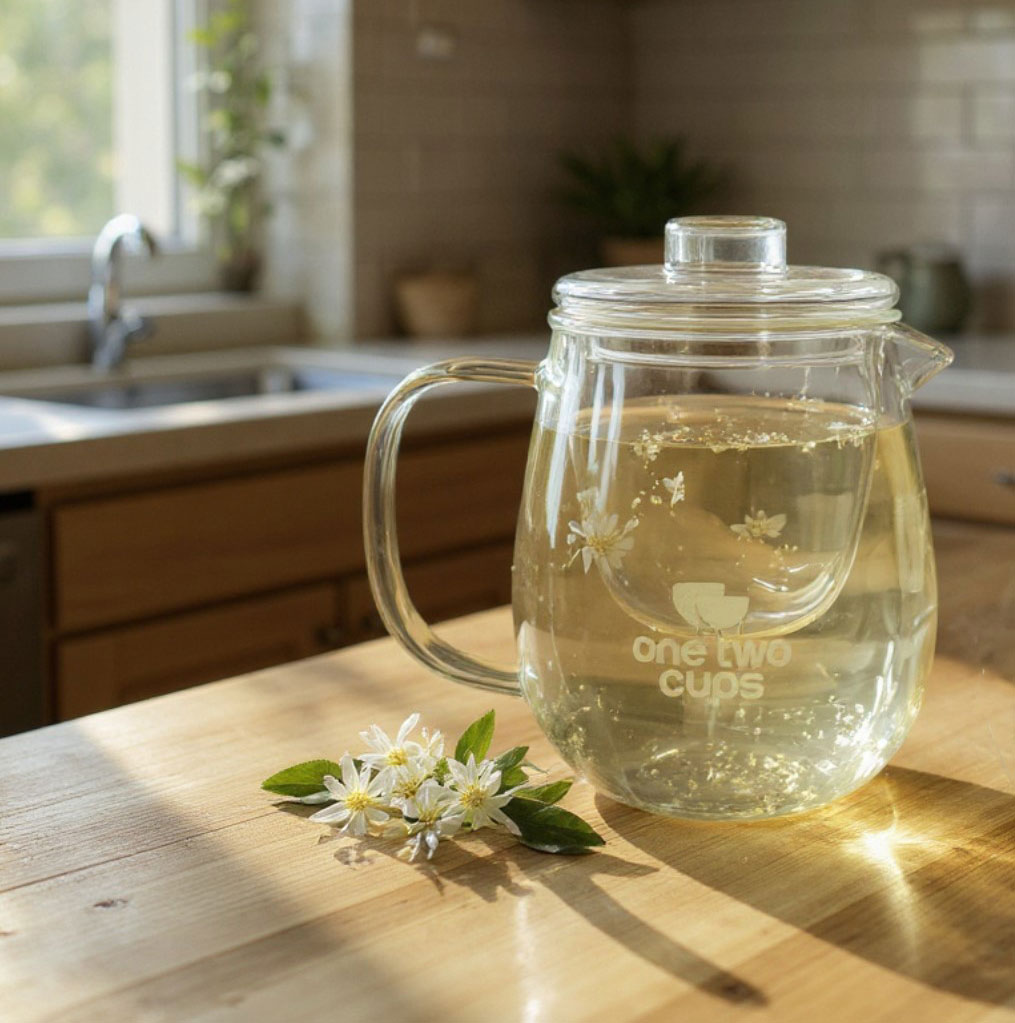 Gambar produk One Two Cups Teko Teh Kaca Saringan Tahan Panas Api Infuser Teapot 600ml - K77